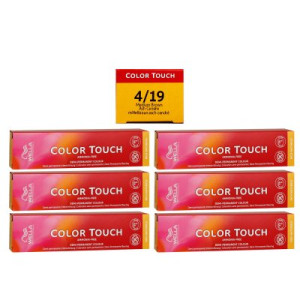 Wella Color Touch Rich Naturals 6 x 60 ml 4/19 mittelbraun asch cendre