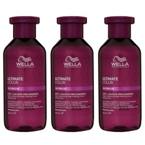 Wella Ultimate Color Sulfatfreies Shampoo 3 x 250 ml für coloriertes Haar Step 1