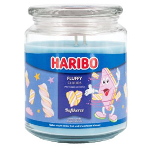 Haribo Fluffy Clouds 510 g Gummibären Duftkerze im Glas