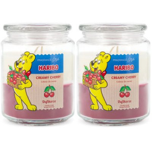 Haribo Creamy Cherry 2 x 510 g Gummibären Duftkerze im Glas