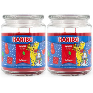 Haribo Winter Cherry 2 x 510 g Gummibären Duftkerze im Glas