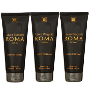 Laura Biagiotti Roma Uomo Nero Estremo 3 x 200 ml Duschgel Showergel