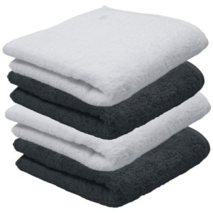 4er Ross Frottier Handtuch 4004 Vita 00 Weiß & 87 Schiefer 50 x 100 cm Baumwolle