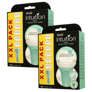 2x Wilkinson Sword Intuition Sensitive Care 2in1 Damenrasierer & 6 Klingen XXL Pack