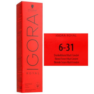 Schwarzkopf Igora Royal 60 ml 6-31 Dunkelblond Matt Cendre Haarfarbe Cremefarbe