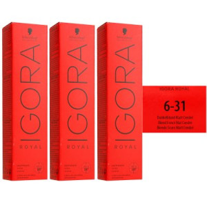 Schwarzkopf Igora Royal 3 x 60 ml 6-31 Dunkelblond Matt Cendre Haarfarbe