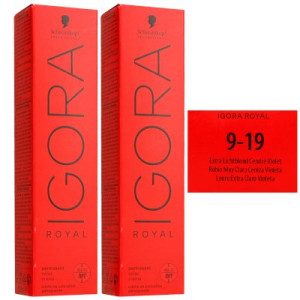 Schwarzkopf Igora Royal 2 x 60 ml 9-19 Extra Hellblond Cendre Violett Haarfarbe
