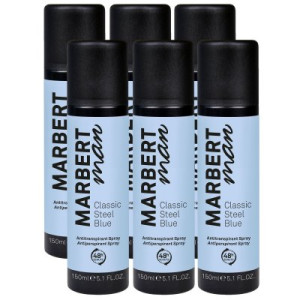 Marbert Man Classic Steel Blue 6 x 150 ml Antitranspirant Spray Deospray