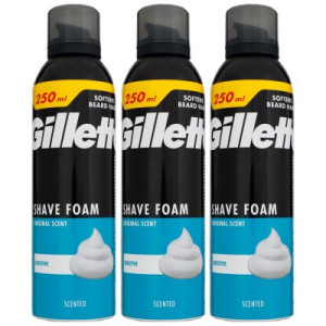 Gillette Shave Foam Rasierschaum 3 x 250 ml für empfindliche Haut Sensitive