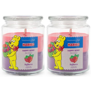 Haribo Happy Berry 2 x 510 g Gummibären Duftkerze im Glas