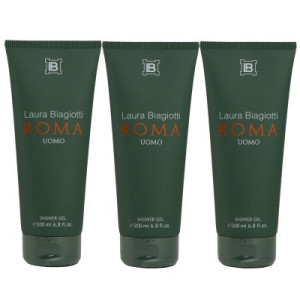 Laura Biagiotti Roma Uomo 3 x 200 ml Showergel Duschgel Shower Gel Herren