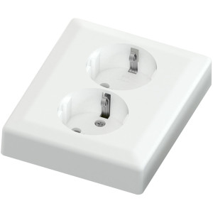 Namron Classic stikkontakt dobbel innfelt jord hvit - 1510611