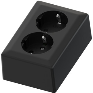 Namron Classic stikkontakt dobbel pÃ¥vegg jord sort - 1510616