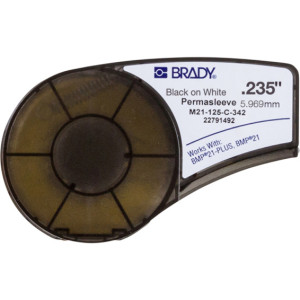 Brady M210 Krymp 6mm Sort pÃ¥ Hvit - 1850710