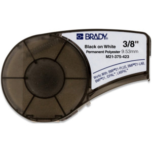 Brady M210 Polyester tape 9,5mm Sort pÃ¥ Hvit - 1850729