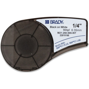 Brady M210 Vinyl tape 6,35mm Sort pÃ¥ Hvit - 1850756