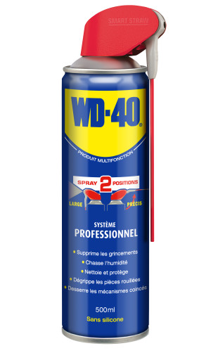 WD40 Nettoyant multifonctions, lubrifiant système professionnel double position - aérosol de 500ml - 33034