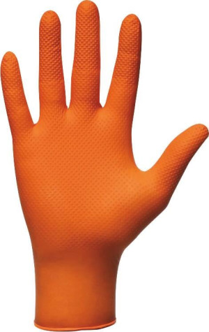TOPCAR Gants jetables ambidextres nitrile 240mm 0,26mm orange L(9) - Boîte de 50 pcs - 65149