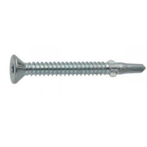 TOPCAR ACTON - 100 Vis autoperceuses à ailettes têtee fraisée crantée six lobes 5.5X45 Acier zingué blanc - 33341 5.5X45