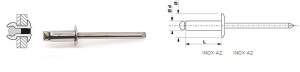 DEGOMETAL - 100 Rivets aveugles standards Inox A2/Inox A2 Tête Ronde Standard 4.8X8 - 105 148 081