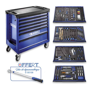 Stanley Servante large 7 tiroirs composition 314 d'outils + Clé dynamométrique offerte - E220387