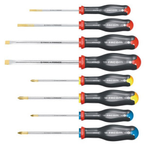 FACOM - Jeu de 8 tournevis Protwist lame ronde - AT.J8PB
