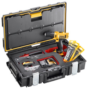 DEWALT - Perceuse visseuse DCD710 10,8V+ Lot de 3 forêts 4.2 DT4961+ Pince à riveter "endurance" facom Y.104 - DCK243D2-QW