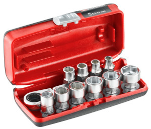 FACOM - Coffret de douilles HEX 1/4 avec nouveau cliquet - RXPICOPB. 11 pièces