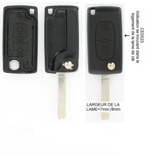 Coque de clé adaptable pour Peugeot 107, Peugeot 207, ou Peugeot 307 KEYSCAR PC2523