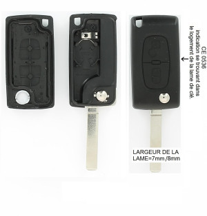 Coque de clé afaptable pour Peugeot 107, Peugeot 207, ou Peugeot 307 KEYSCAR PC2536