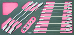 KS TOOLS KSTOOLS - Module de clés mixtes à cliquet réversible GEARplus® avec adaptateurs, 16 pièces - 713.2027