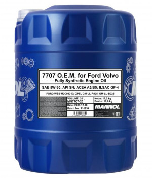 MANNOL - Huile moteur - 5W30 - Bidon de 20 litres - FORD/VOLVO - MN7707-20