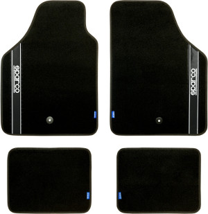 SYNCHRO DIFFUSION SPARCO - Tapis voiture moquette bande noir (x4)