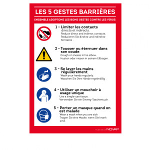 TOPCAR - Panneau 'Les gestes barrières'  Rigide A4 - 4600109