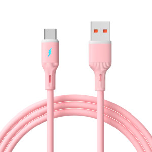 Kabel USB type C / USB A 1m AK-USB-61 silikonowy różowy