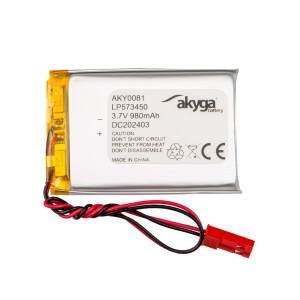 Akumulator Li-Po LP573450 Akyga AKY0081 3.7V / 980mAh PCM złącze JST 2-Pin 150mm