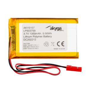 Akumulator Li-Po LP503759 Akyga AKY0107 3.7V / 1350mAh PCM złącze JST 2-Pin 150mm