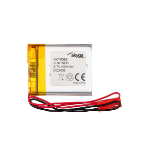 Akumulator Li-Po LP403035 Akyga AKY0386 3.7V / 400mAh PCM złącze JST 2-Pin 150mm
