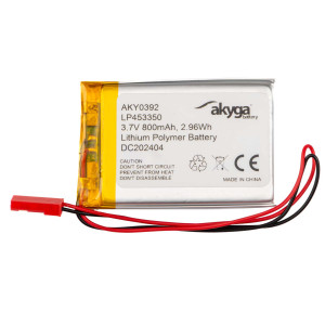 Akumulator Li-Po LP453350 Akyga AKY0392 3.7V / 800mAh PCM złącze JST 2-Pin 150mm