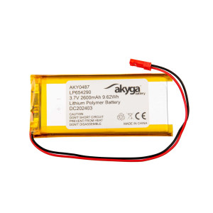 Akumulator Li-Po LP654290 Akyga AKY0487 3.7V / 2600mAh PCM złącze JST 2-Pin 150mm