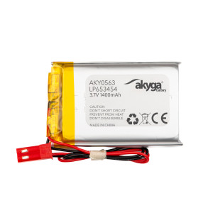 Akumulator Li-Po LP653454 Akyga AKY0563 3.7V / 1400mAh PCM złącze JST 2-Pin 150mm