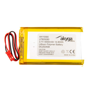 Akumulator Li-Po LP805080 Akyga AKY0580 3.7V / 4000mAh PCM złącze JST 2-Pin 150mm