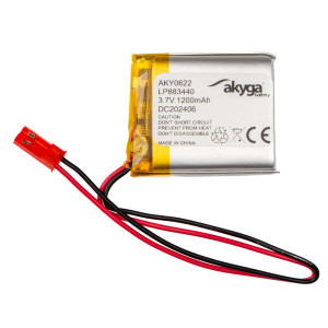 Akumulator Li-Po LP883440 Akyga AKY0622 3.7V / 1200mAh PCM złącze JST 2-Pin 150mm