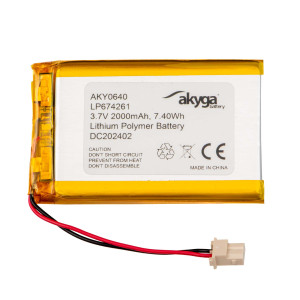 Akumulator Li-Po LP674261 Akyga AKY0640 3.7V / 2000mAh PCM złącze Molex 2-Pin 50mm