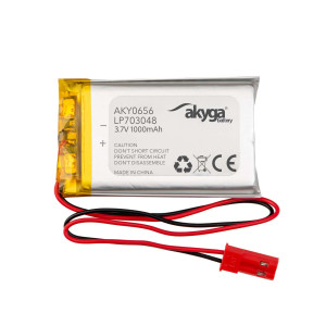 Akumulator Li-Po LP703048 Akyga AKY0656 3.7V / 1000mAh PCM złącze JST 2-Pin 150mm