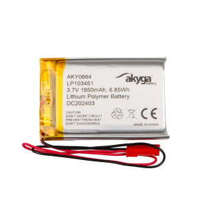 Akumulator Li-Po LP103451 Akyga AKY0664 3.7V / 1850mAh PCM złącze JST 2-Pin 150mm