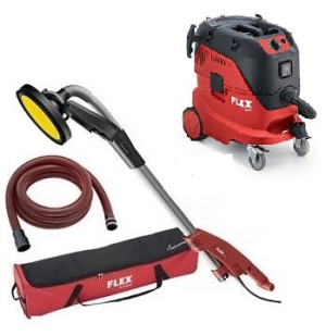 FLEX Zestaw żyrafa szlifierka do gipsu GE 5 + S 44L AC z wężem w torbie transportowej + odkurzacz klasy L 409.391 + 444146