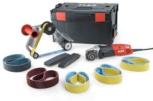 Flex 433.446 BRE 14-3 125 Set Szlifierka taśmowa TRINOXFLEX pozwalająca osiągnąć efekt brylantowej powierzchni 125mm 1400Wat