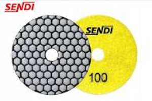SENDI Tarcza plaster miodu, Pad polerski 100mm gr.100 na rzep do granitu, marmuru na sucho