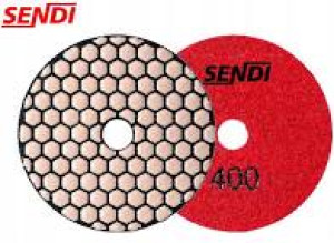 SENDI Tarcza plaster miodu, Pad polerski 100mm gr.400 na rzep do granitu, marmuru na sucho